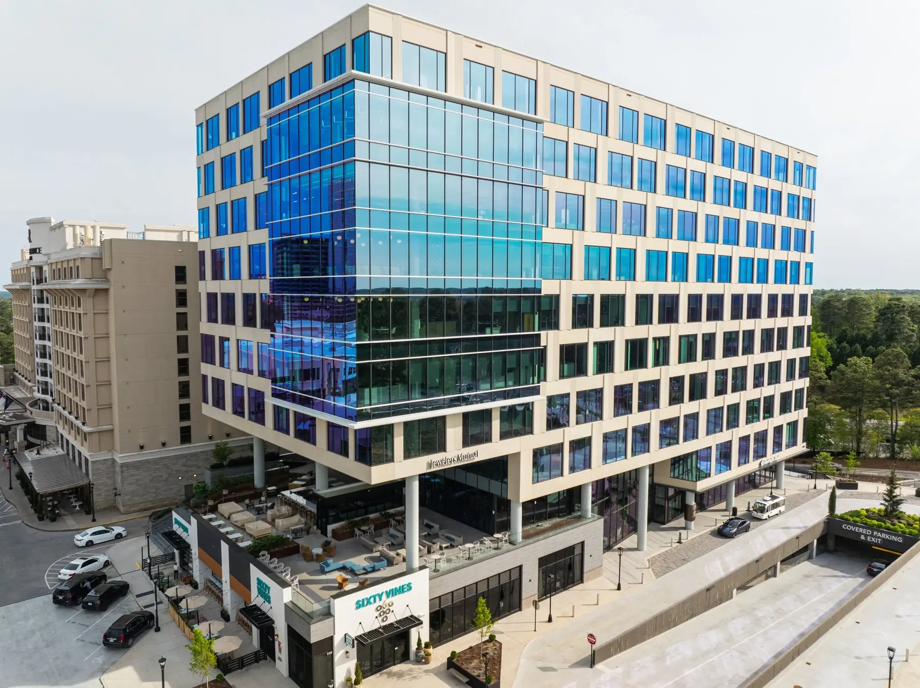 Exterior view of a modern commercial office building in Raleigh, North Carolina