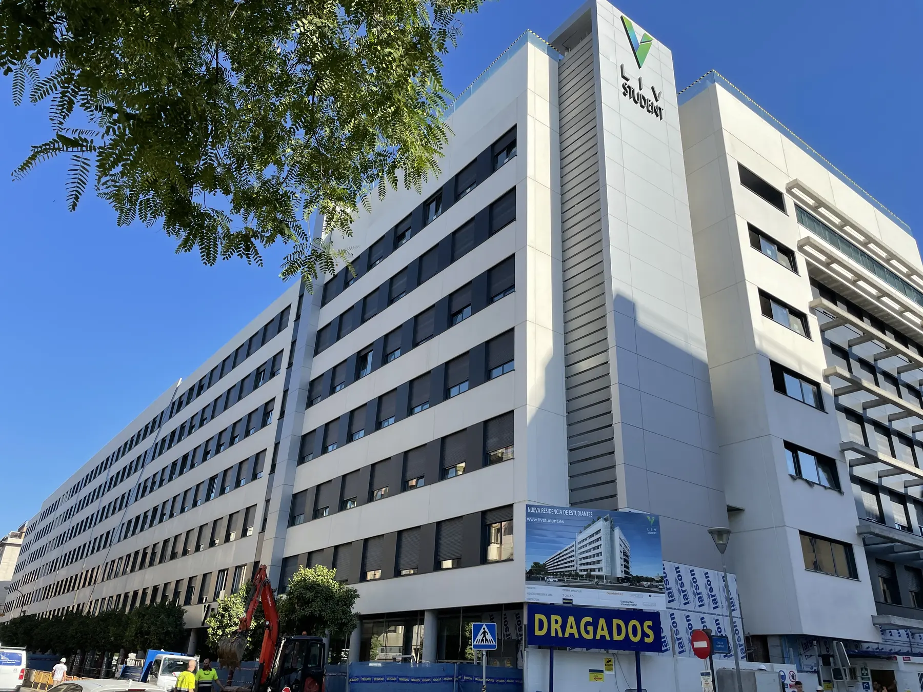 Exterior of a multi-storey student residence in Seville