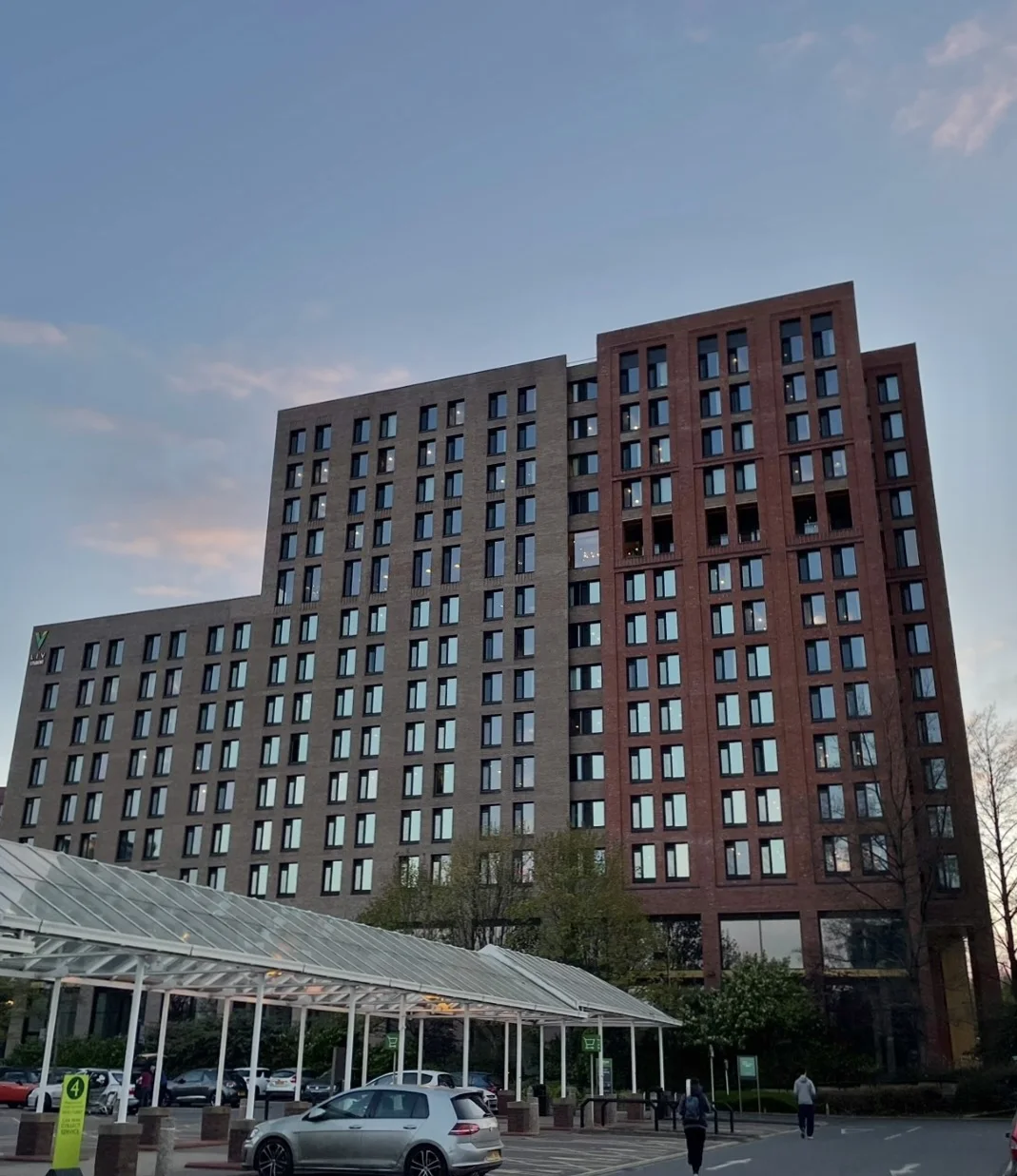 Student residence in Sheffield at dusk